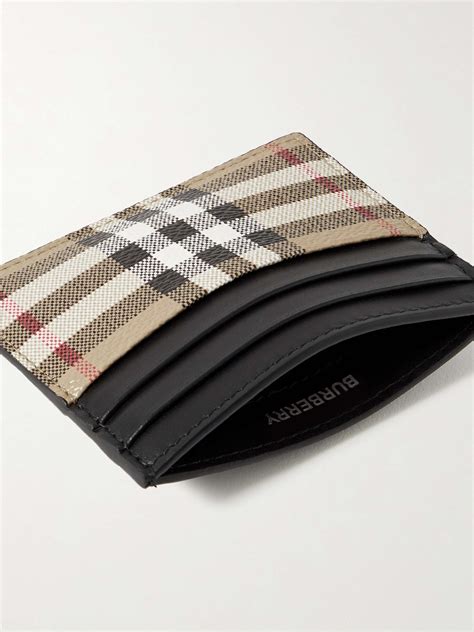 burberry leather and checked coated canvas cardholder|Men's Burberry Wallets & Card Holders .